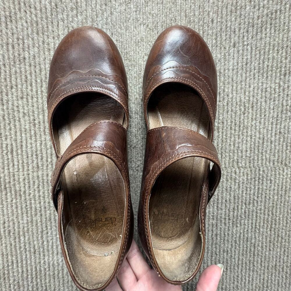 Dansko Z5022 Women's Brown Harlow Mary Jane Burnished Clogs Size US 8.5 EU 39